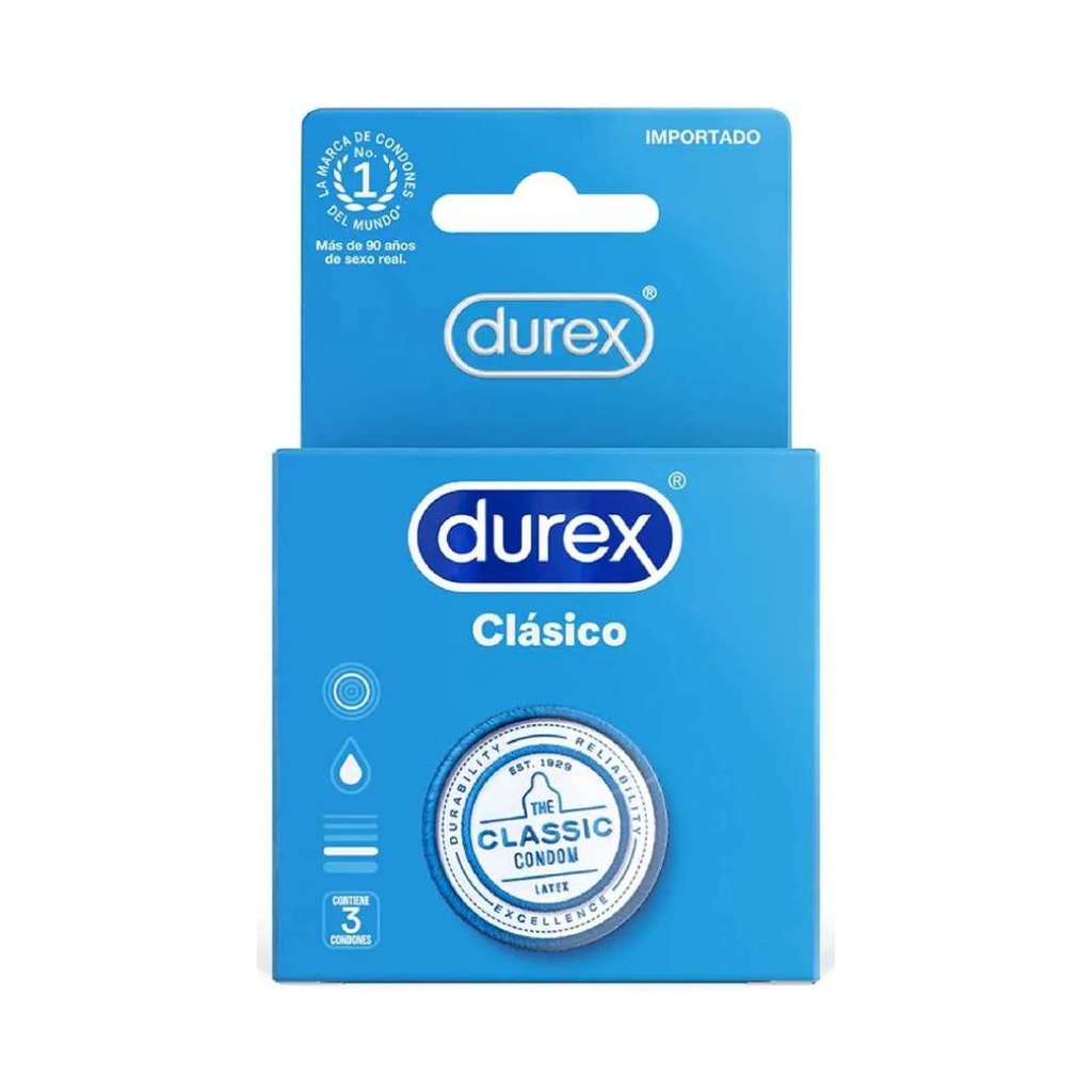 CONDONES DUREX CLASICO 3 UNIDADES