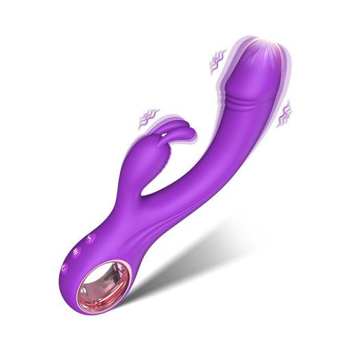 VIBRADOR DILDO CONEJO CURVO Y ESTIMULADOR DE CLÍTORIS